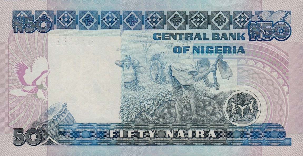 Back of Nigeria p27b: 50 Naira from 1991