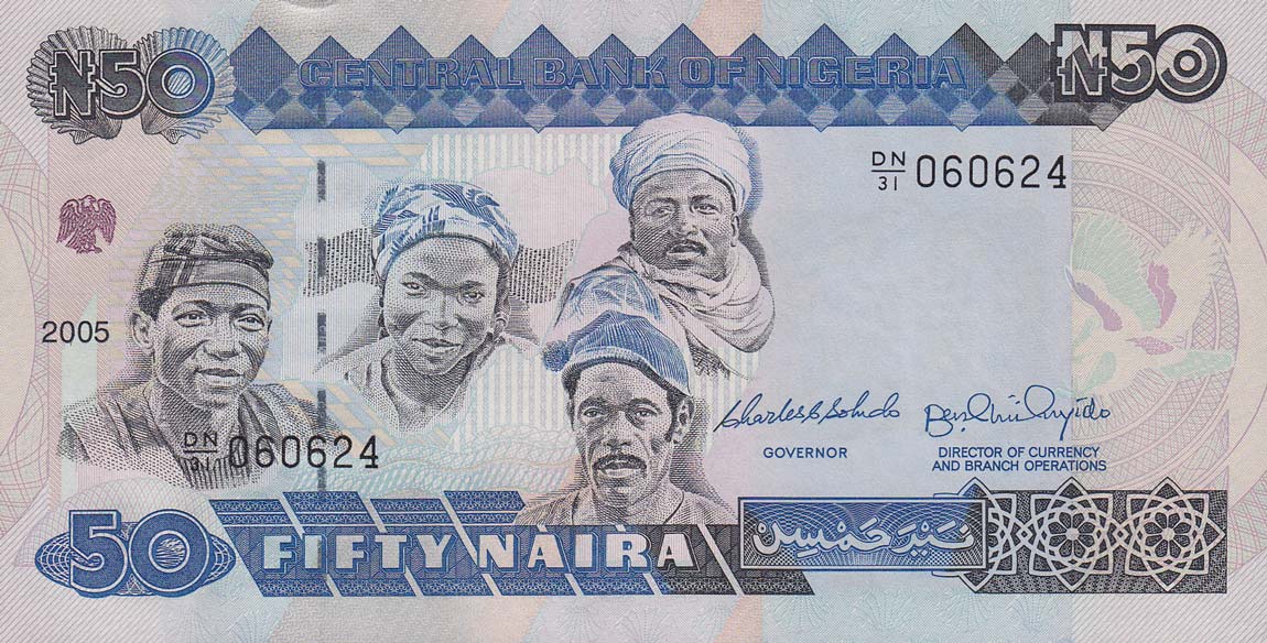 Front of Nigeria p27f: 50 Naira from 2005