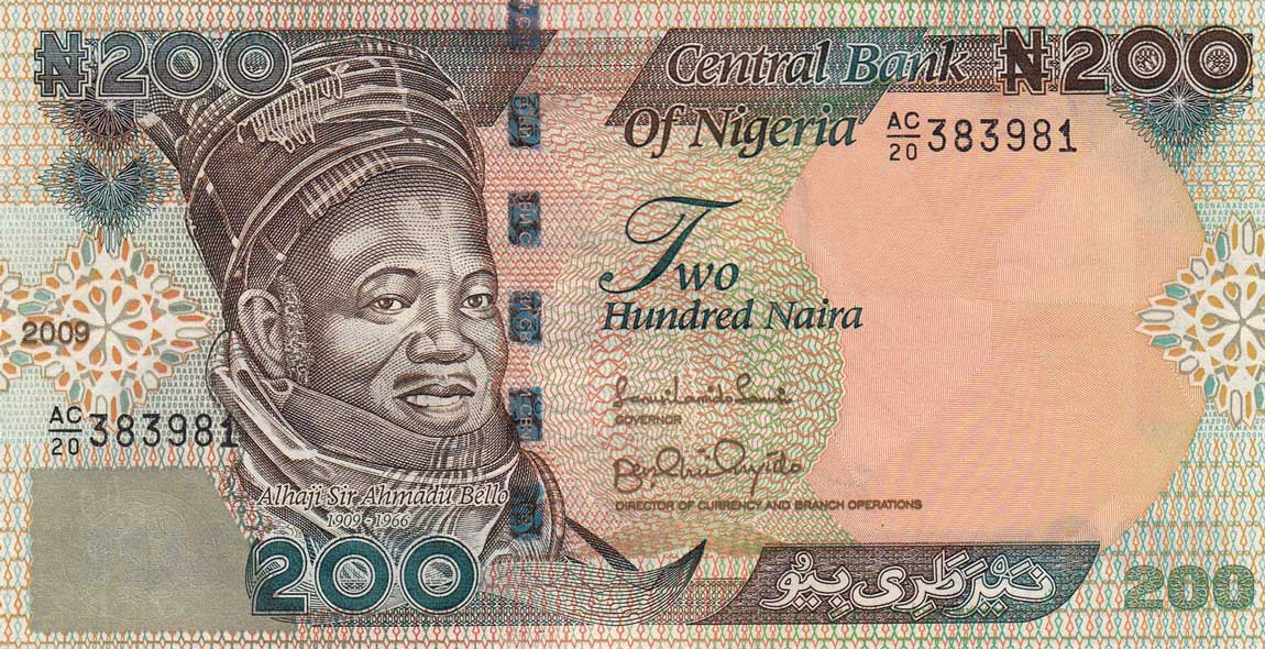 Front of Nigeria p29h: 200 Naira from 2009