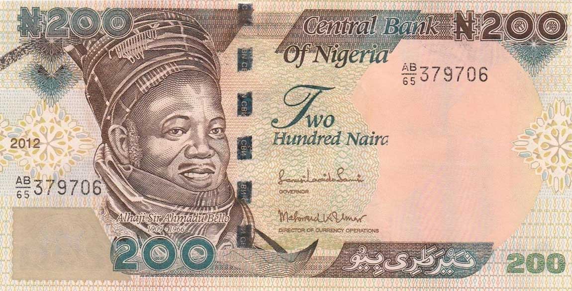 Front of Nigeria p29l: 200 Naira from 2012