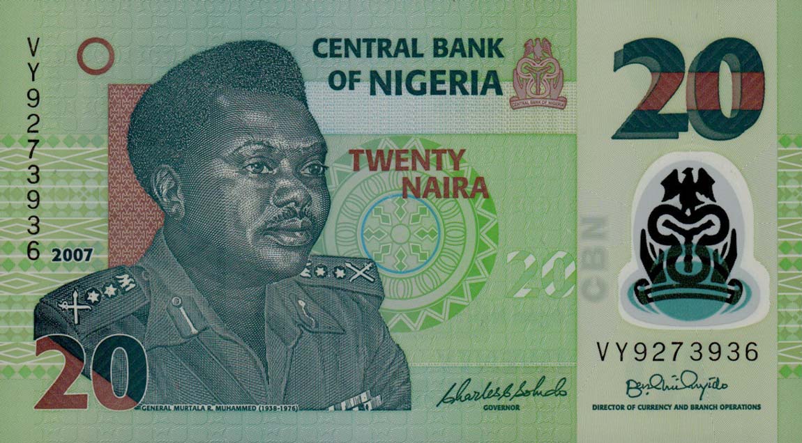 Front of Nigeria p34b: 20 Naira from 2007