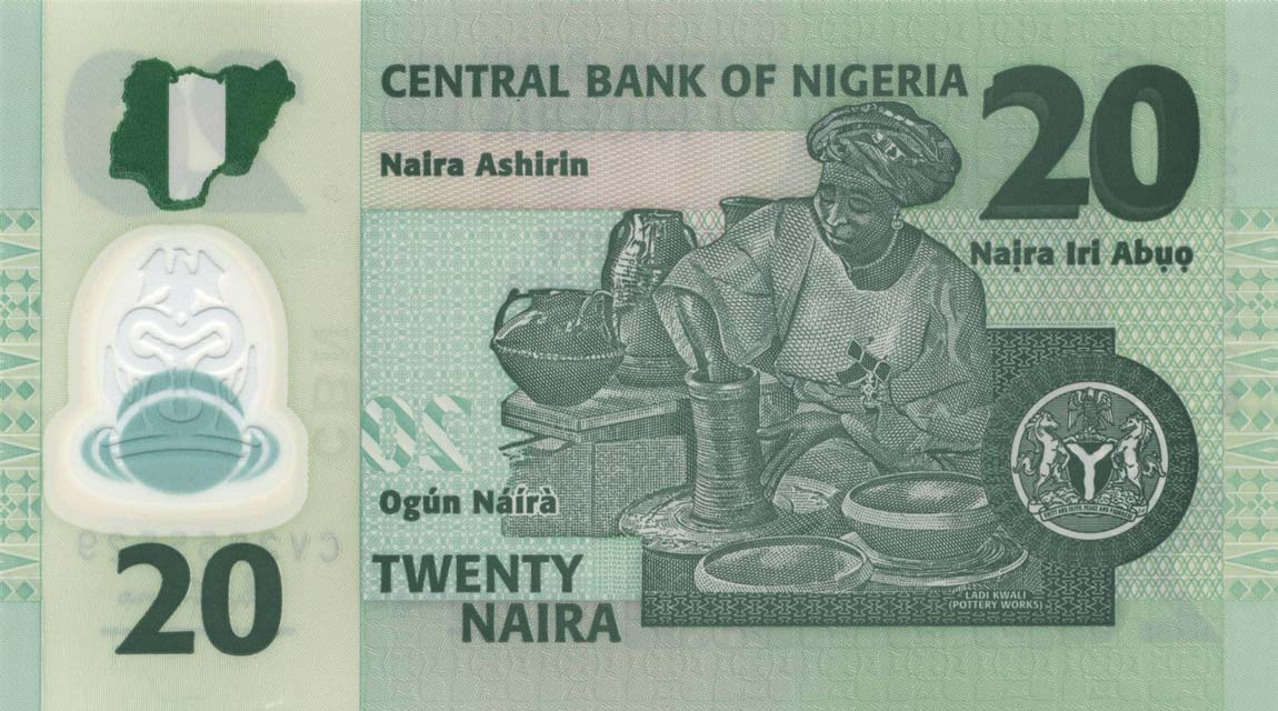 Back of Nigeria p34l: 20 Naira from 2016