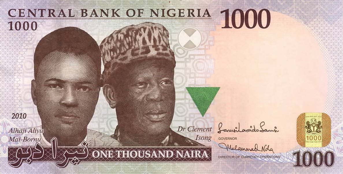 Front of Nigeria p36f: 1000 Naira from 2010