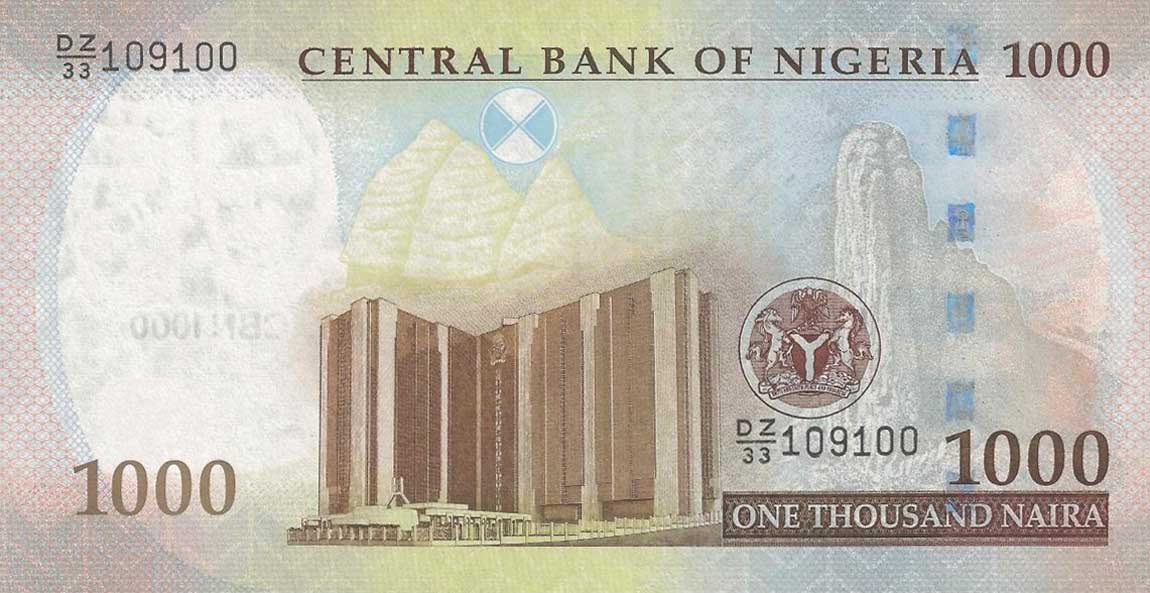Back of Nigeria p36i: 1000 Naira from 2013