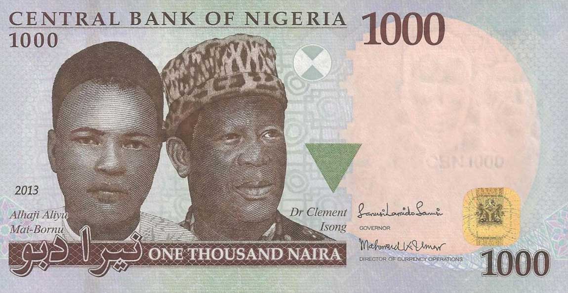 Front of Nigeria p36i: 1000 Naira from 2013
