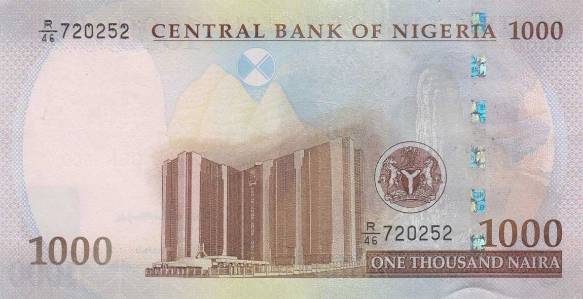 Back of Nigeria p36n: 1000 Naira from 2016