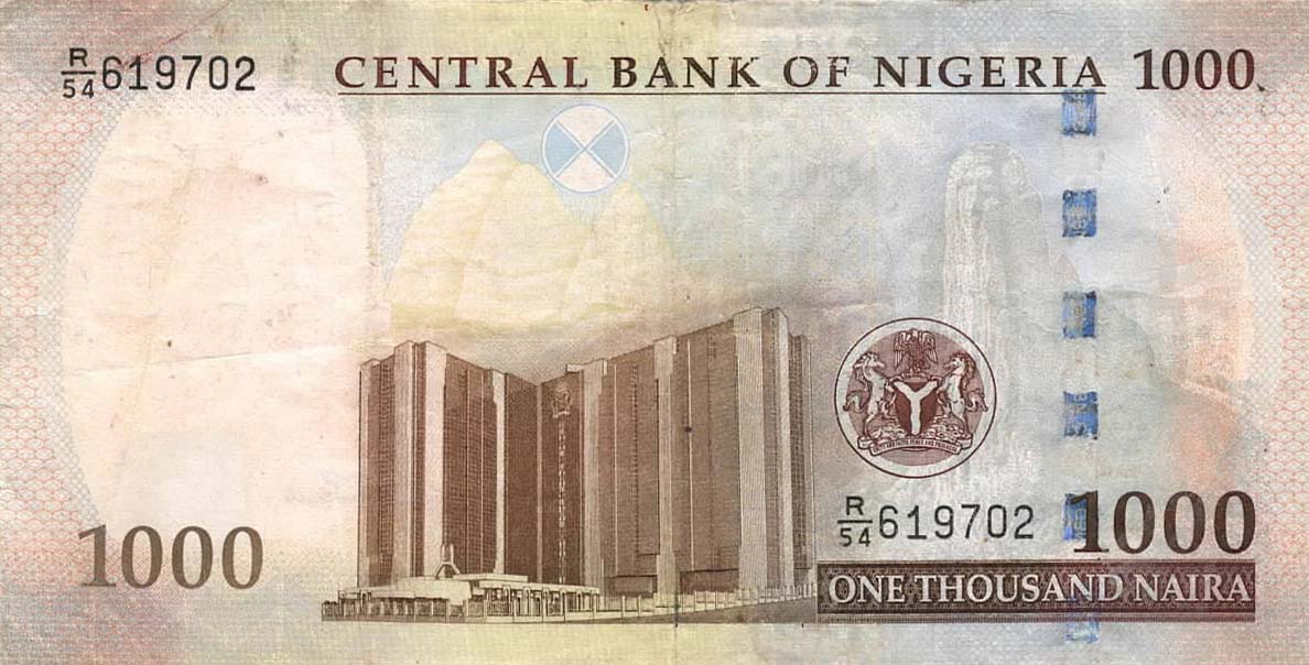 Back of Nigeria p36k: 1000 Naira from 2014