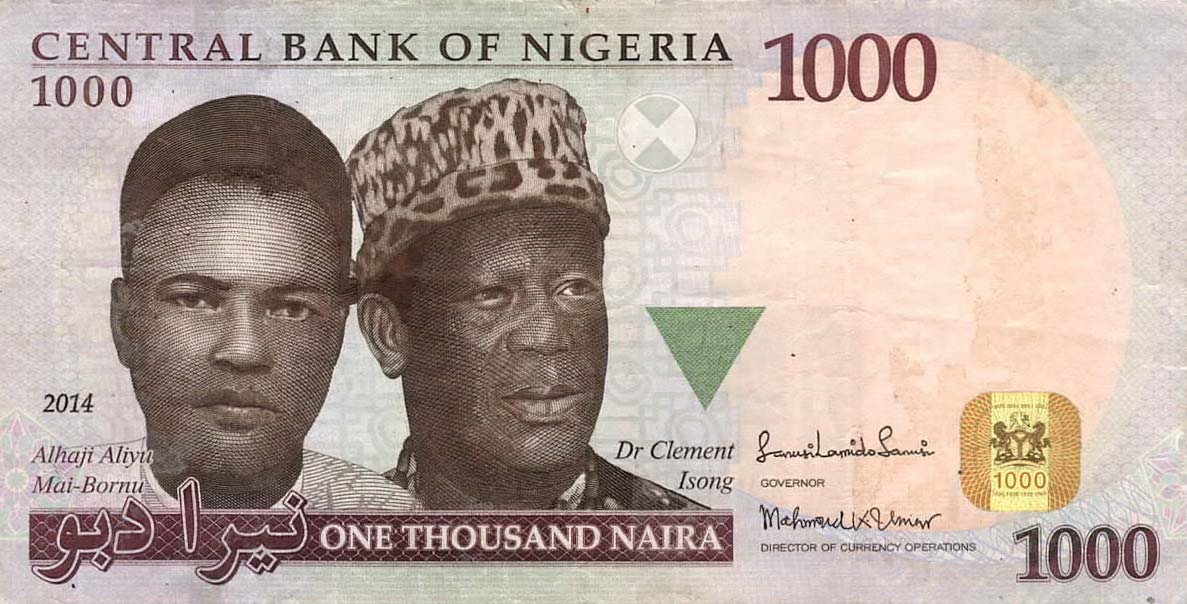 Front of Nigeria p36k: 1000 Naira from 2014
