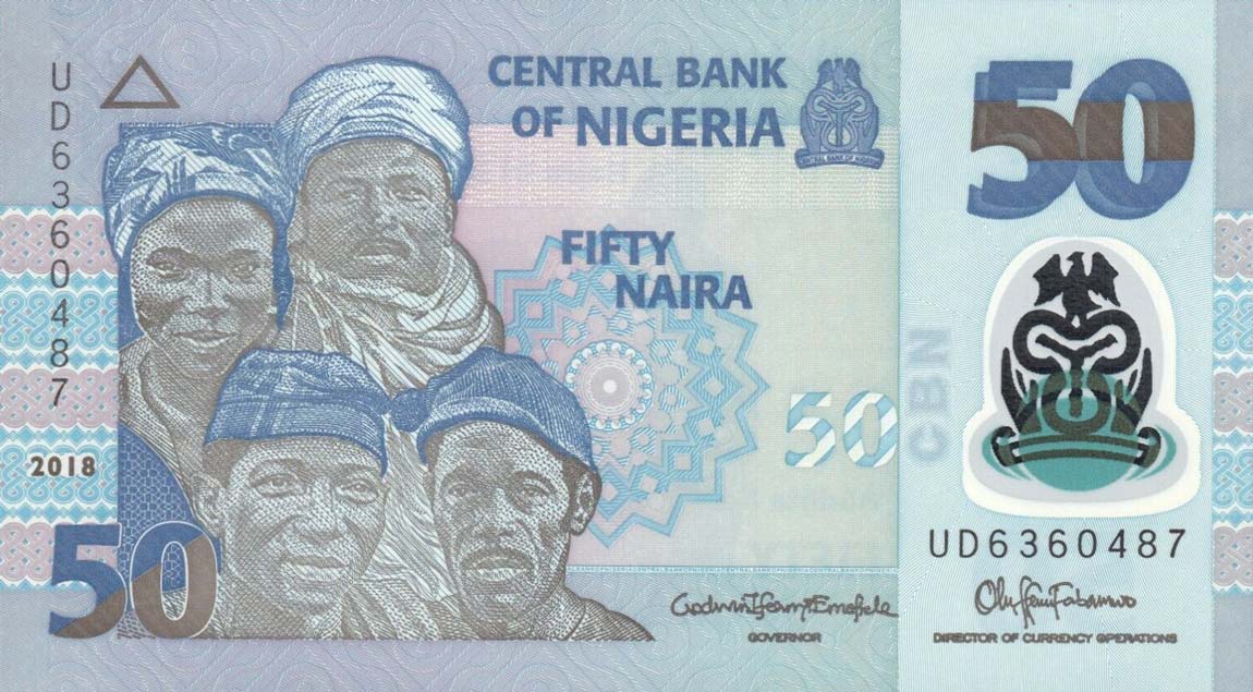 Front of Nigeria p40h: 50 Naira from 2018
