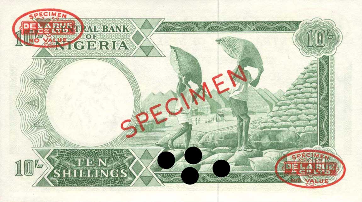 Back of Nigeria p7s: 10 Shillings from 1967
