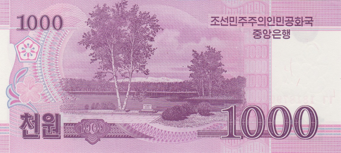 Back of Korea, North p64a: 1000 Won from 2002