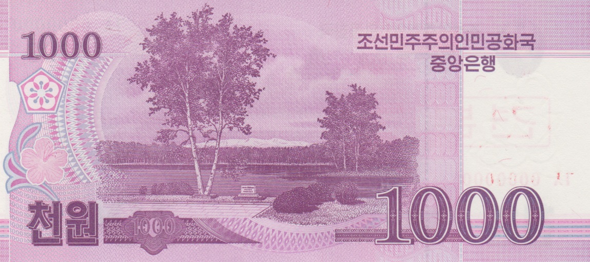 Back of Korea, North p64s: 1000 Won from 2002