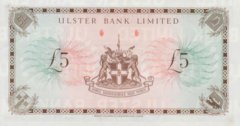 Back of Northern Ireland p326a: 5 Pounds from 1971