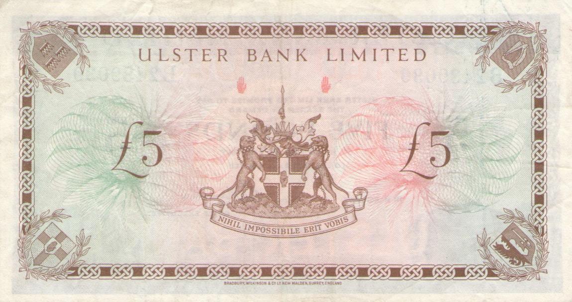 Back of Northern Ireland p326b: 5 Pounds from 1973