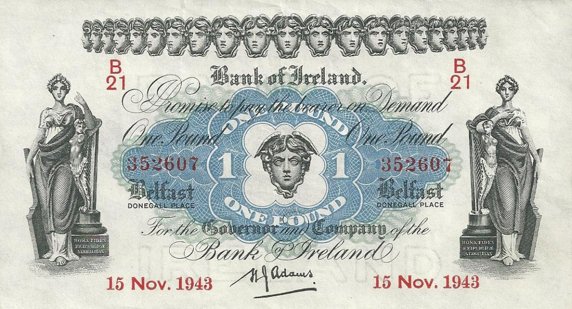 Front of Northern Ireland p55b: 1 Pound from 1942