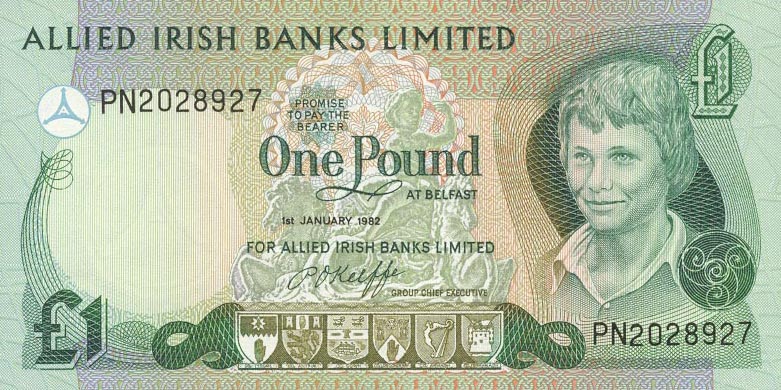 Front of Northern Ireland p1a: 1 Pound from 1982