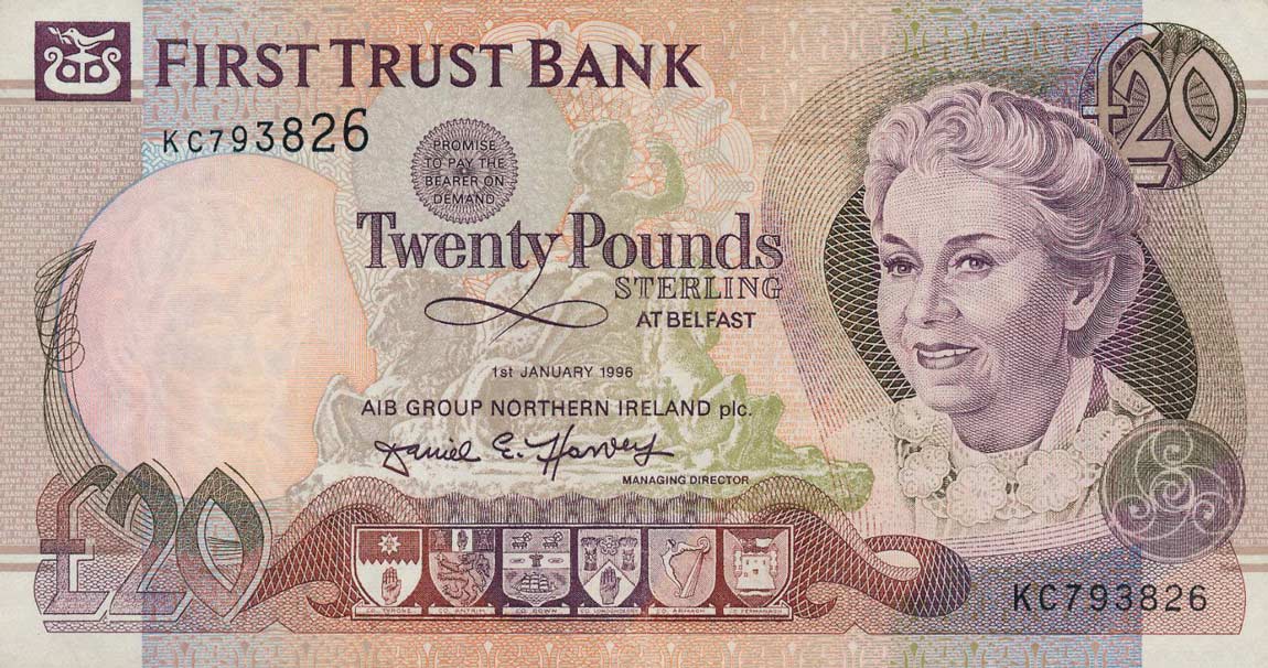 Front of Northern Ireland p133b: 20 Pounds from 1996