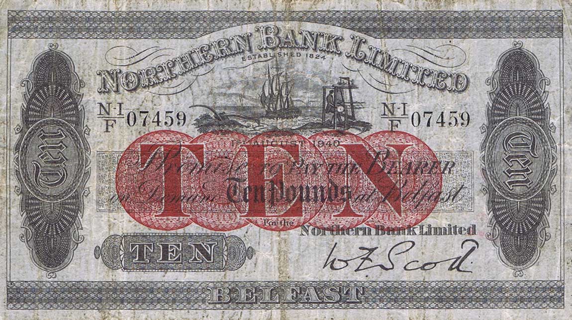 Front of Northern Ireland p181b: 10 Pounds from 1940