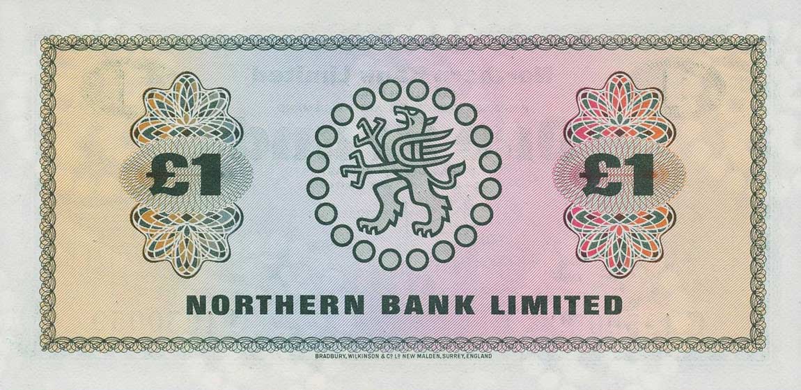 Back of Northern Ireland p187b: 1 Pound from 1970