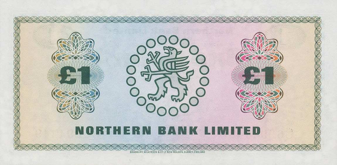 Back of Northern Ireland p187c: 1 Pound from 1970