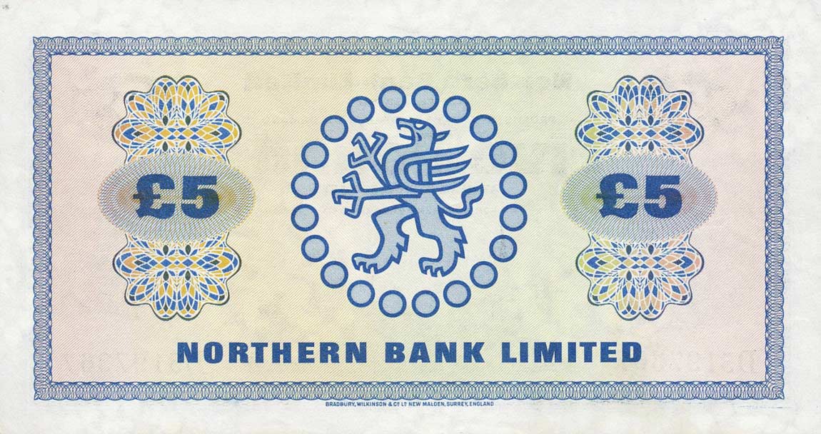Back of Northern Ireland p188c: 5 Pounds from 1970