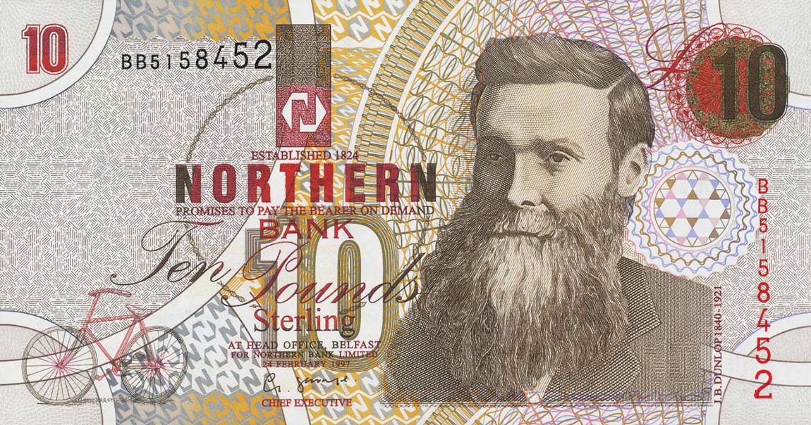 Front of Northern Ireland p198a: 10 Pounds from 1997