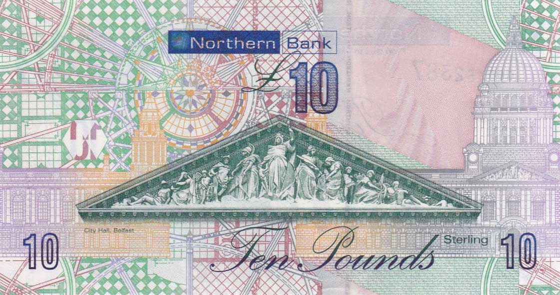 Back of Northern Ireland p210a: 10 Pounds from 2008