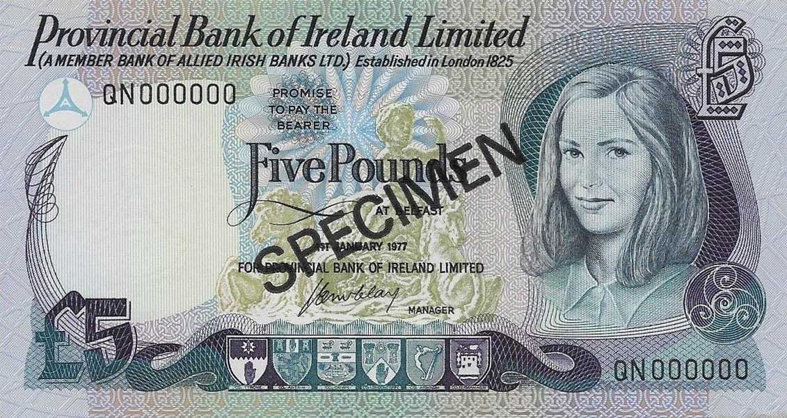 Front of Northern Ireland p248s: 5 Pounds from 1977
