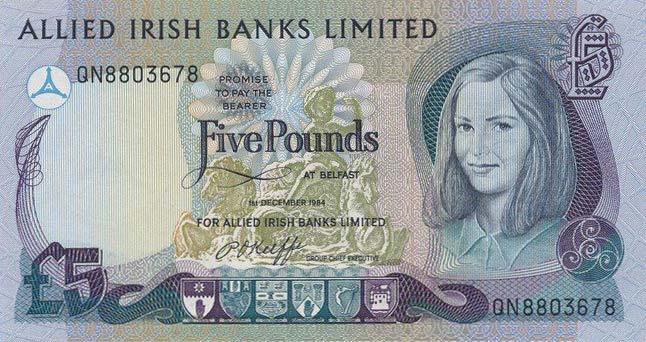 Front of Northern Ireland p2b: 5 Pounds from 1983