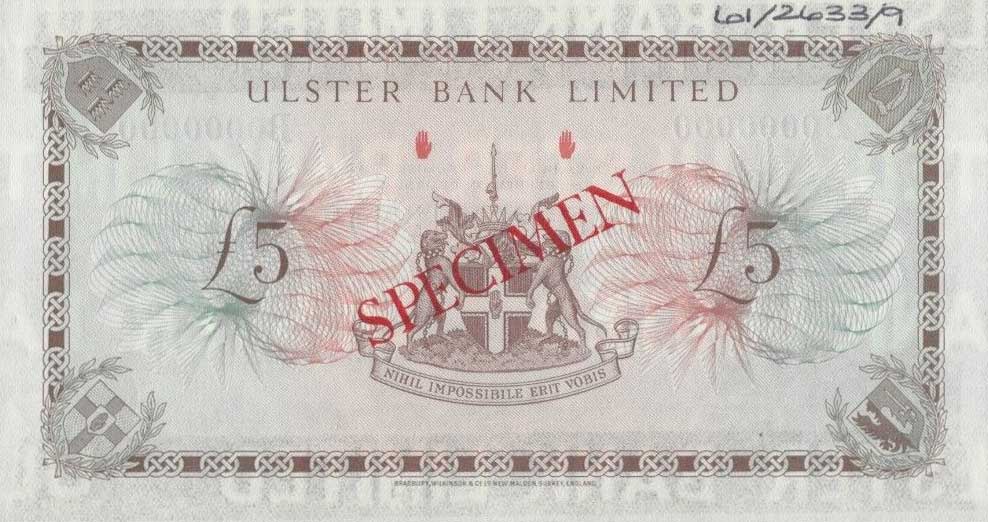 Back of Northern Ireland p326s: 5 Pounds from 1971