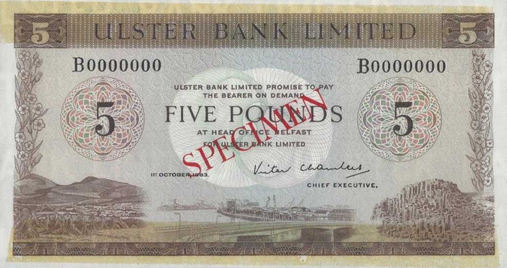 Front of Northern Ireland p326s: 5 Pounds from 1971