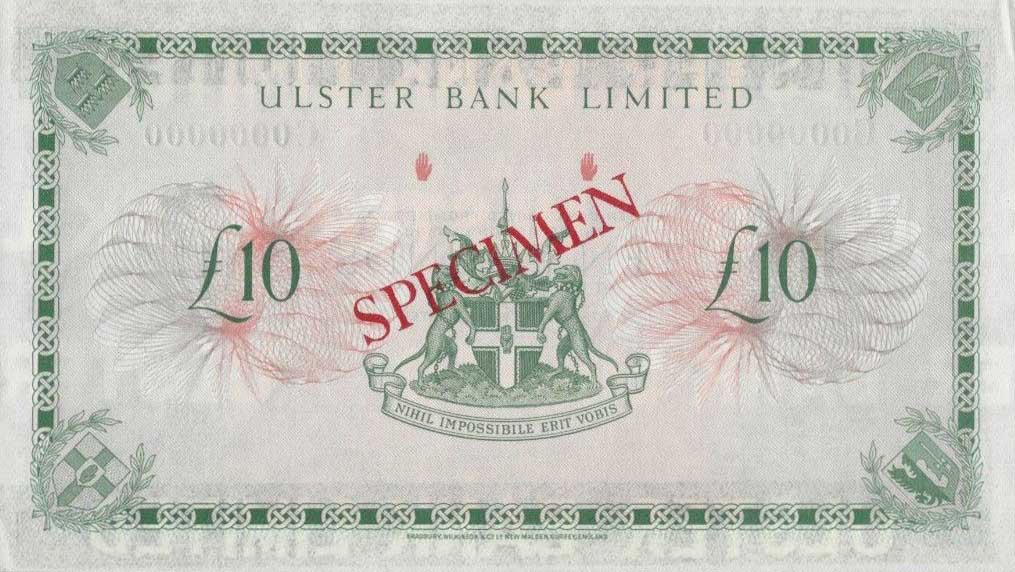 Back of Northern Ireland p327s: 10 Pounds from 1971