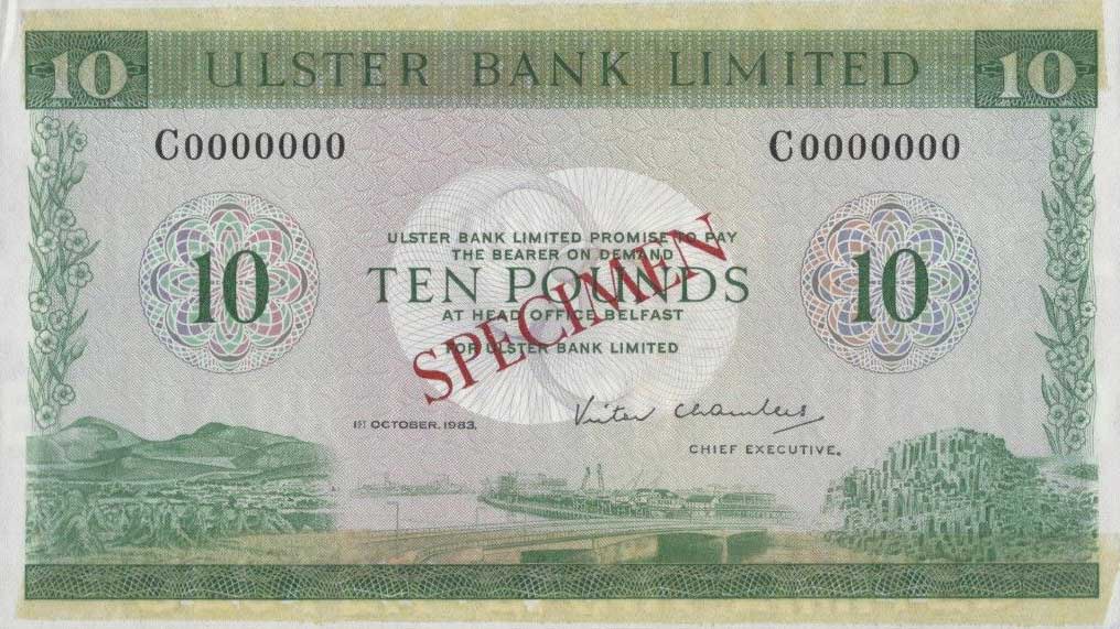 Front of Northern Ireland p327s: 10 Pounds from 1971