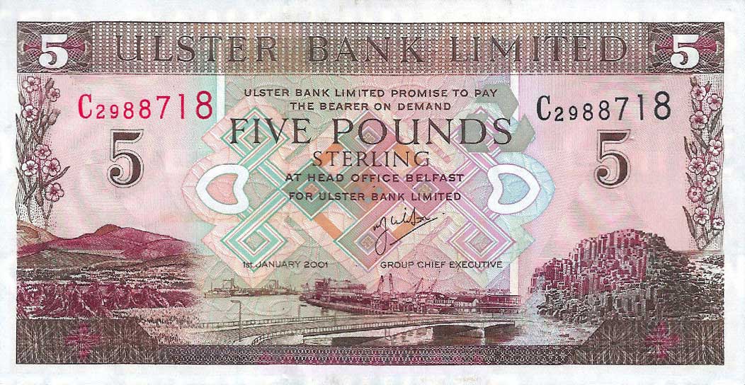 Front of Northern Ireland p335c: 5 Pounds from 2001