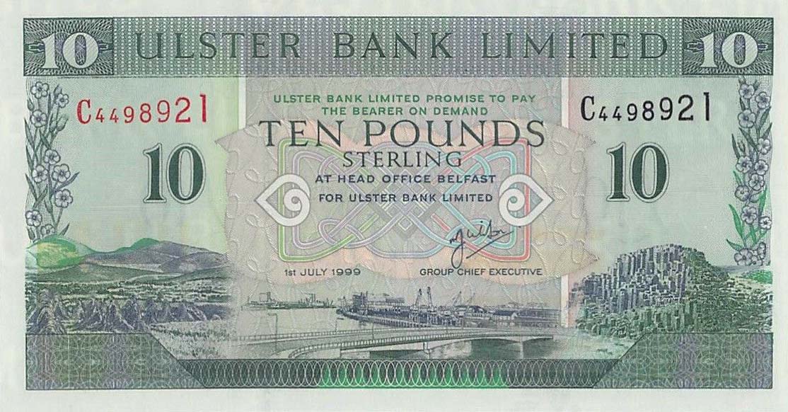 Front of Northern Ireland p336b: 10 Pounds from 1999