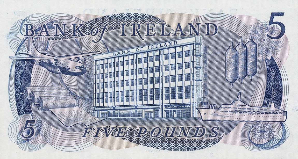 Back of Northern Ireland p62b: 5 Pounds from 1977