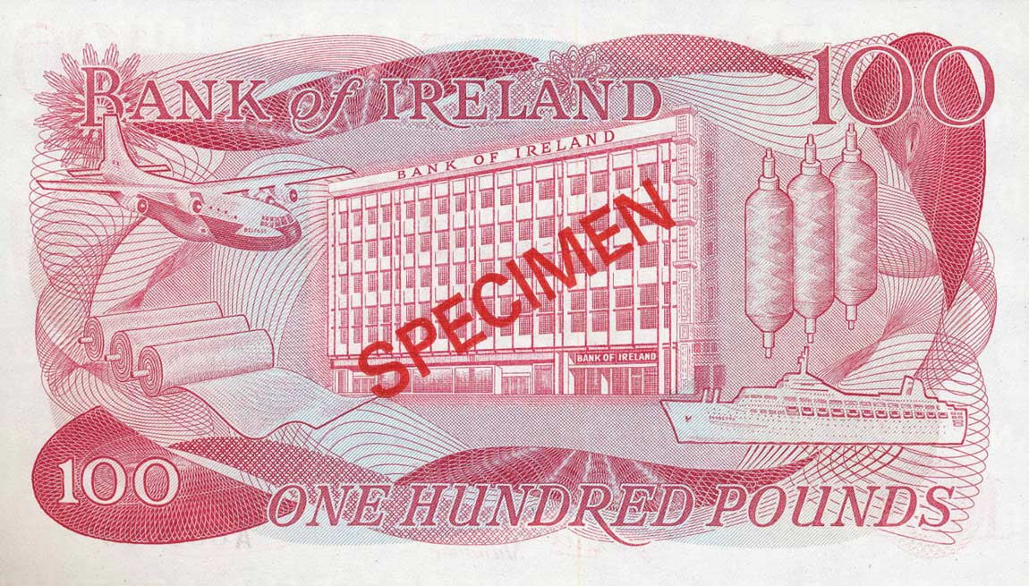 Back of Northern Ireland p64s: 100 Pounds from 1974