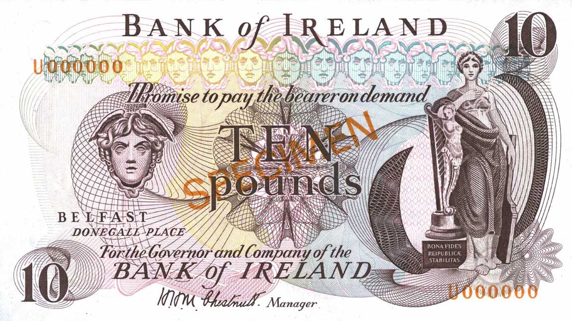 Front of Northern Ireland p65s: 1 Pound from 1980