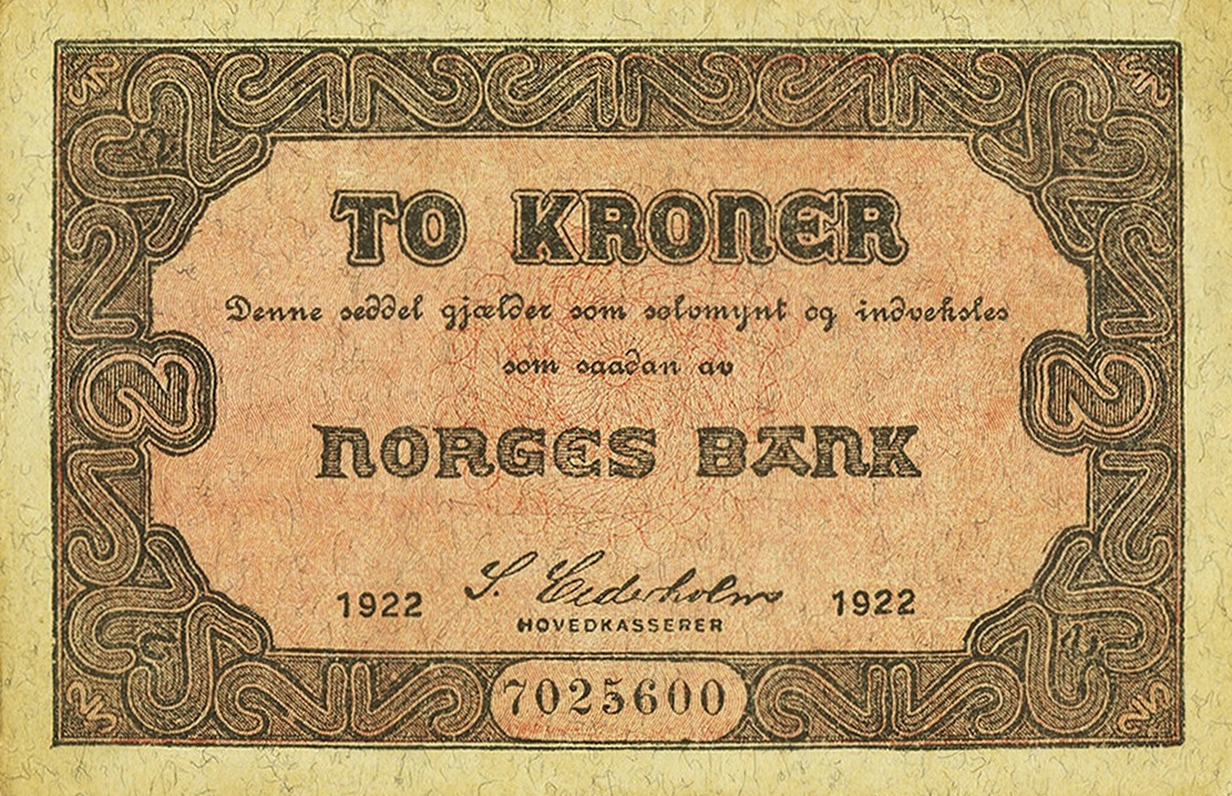 Front of Norway p14b: 2 Kroner from 1922