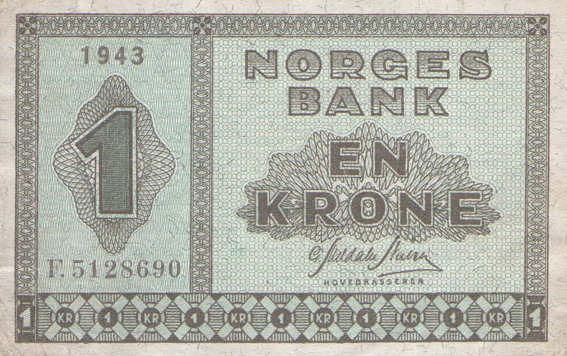 Front of Norway p15a: 1 Krone from 1940