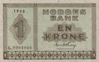 p15b from Norway: 1 Krone from 1946
