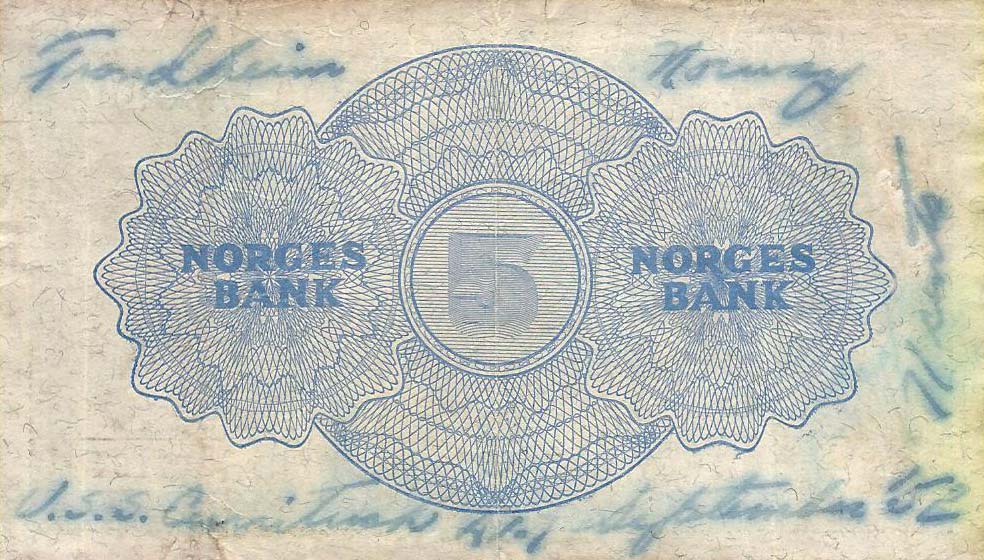 Back of Norway p25d: 5 Kroner from 1951