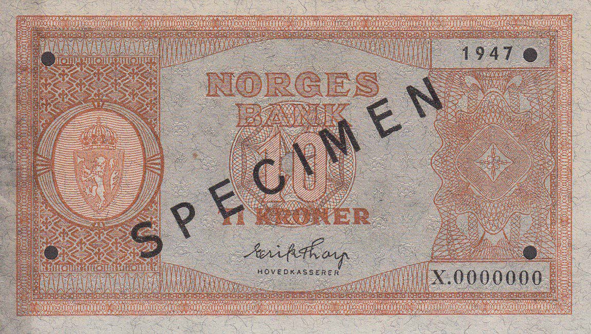 Front of Norway p26s: 10 Kroner from 1945