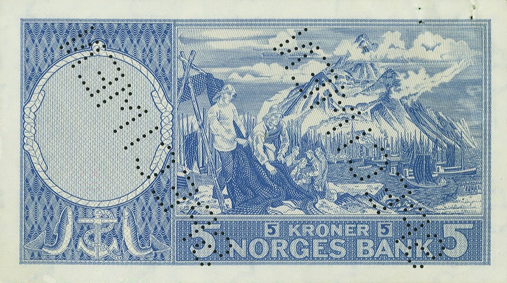 Back of Norway p30s2: 5 Kroner from 1955