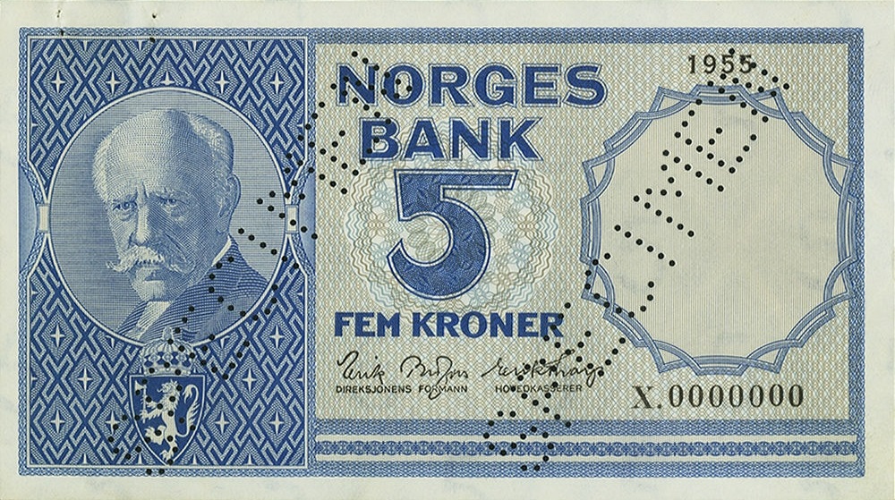 Front of Norway p30s2: 5 Kroner from 1955