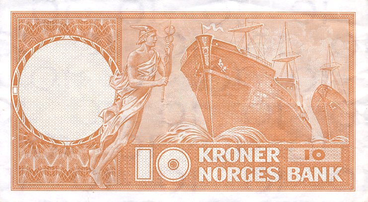 Back of Norway p31d: 10 Kroner from 1965