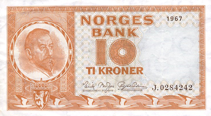 Front of Norway p31d: 10 Kroner from 1965