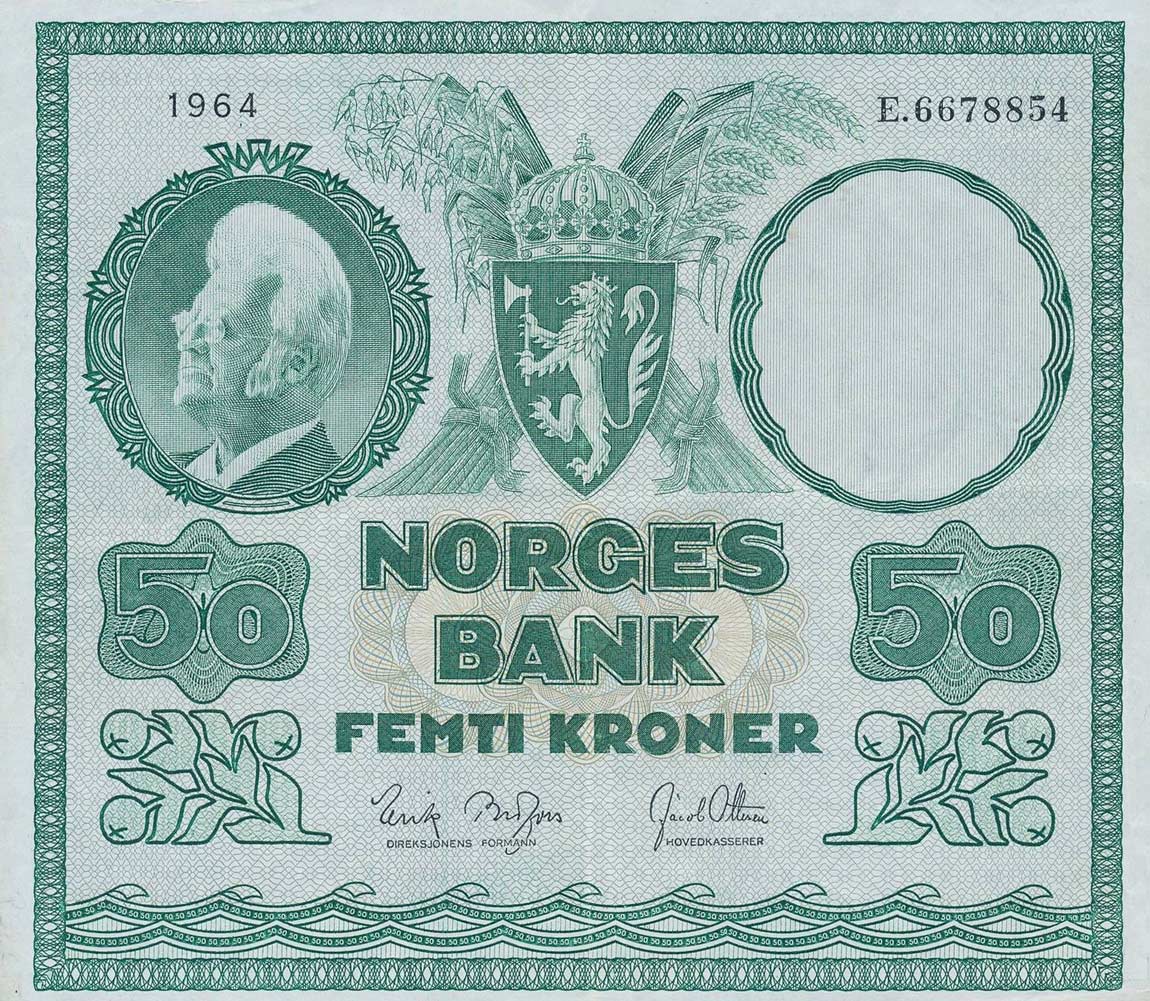 Front of Norway p32c: 50 Kroner from 1959