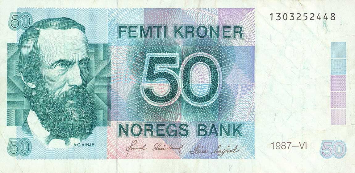 Front of Norway p42d: 50 Krone from 1987