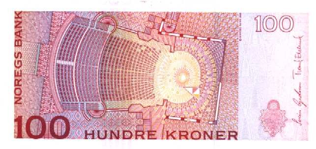 Back of Norway p49a: 100 Krone from 2003